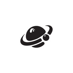 Print: Abstract planet with rings icon vector. Stylized saturn planet cosmic space logo element. © MdShohidul