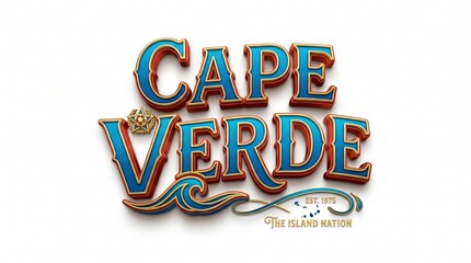 Fototapeta premium Cape Verde The Island Nation Est 1975 stylized text with soccer emblem and wave design