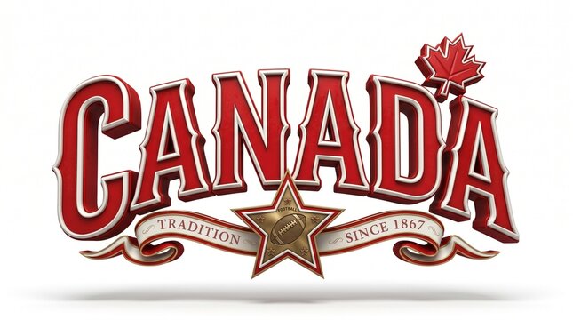Canada wordmark with maple leaf and football star emblem tradition since 1867