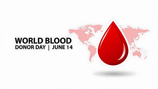 World Blood Donor Day awareness campaign with red blood drop and global map