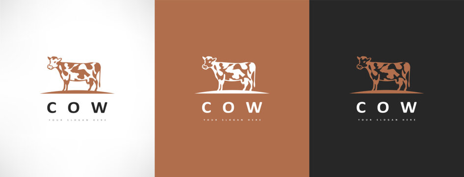 Cow head logo vector. Animal design