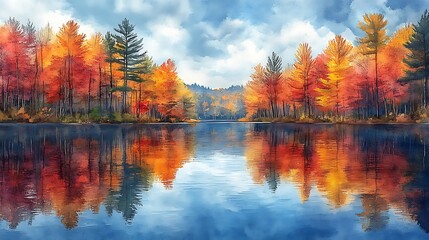 Obraz premium Autumn lake reflections