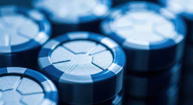 Detailed Macro View of a Cylindrical Supercapacitor Component in Blue Tones