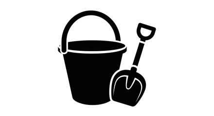 Vector icon of a sand bucket and shovel beach toy set © Mbah Suro
