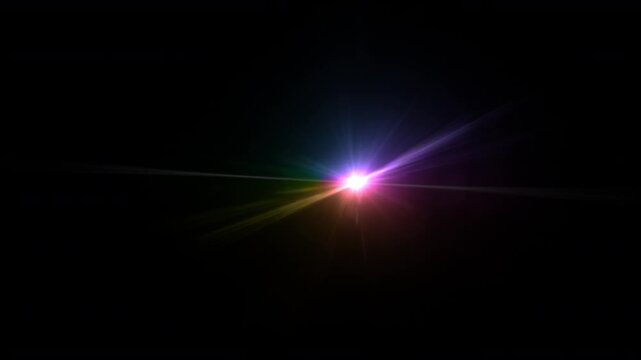 Colorful Lens Flare Overlay In Motion Isolated on Black Background at 1000fps Slow Motion.
