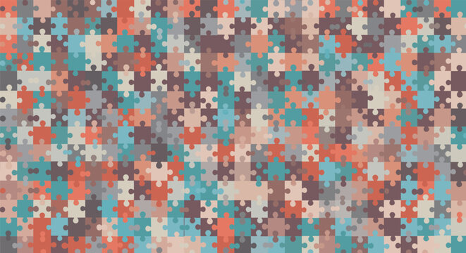 Multicolored jigsaw puzzle pieces background texture representing team work complexity and problem solving concepts for business.