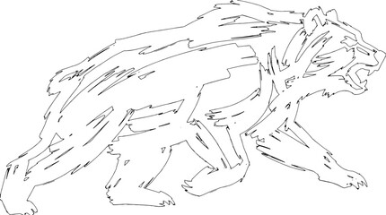 Obraz premium Abstract bear outline illustration stylized grizzly animal sketch
