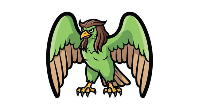 Green Cartoon Eagle Bird Animal.