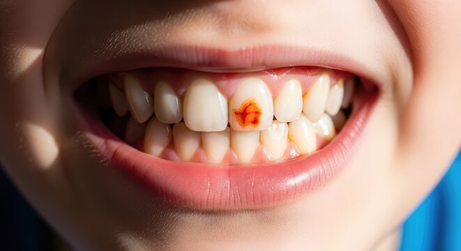 close up of person mouth showing unhealthy damaged decayed tooth cavity dental pain health problem dentist care
