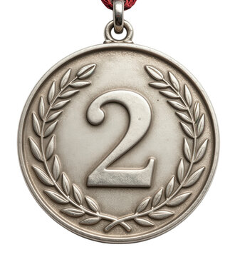 Silver Second Place Medal with Laurel Wreath Design