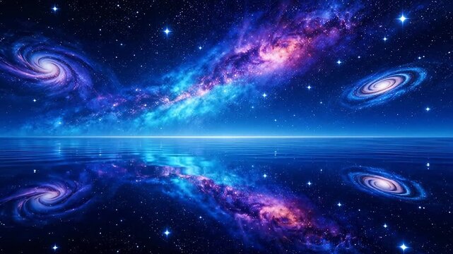Cosmic galaxy and starry sky reflection