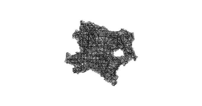 Sketch Niederosterreich outline map animation - smooth progressive reveal