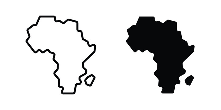 africa map icon in different style. vector flat and outlined icons