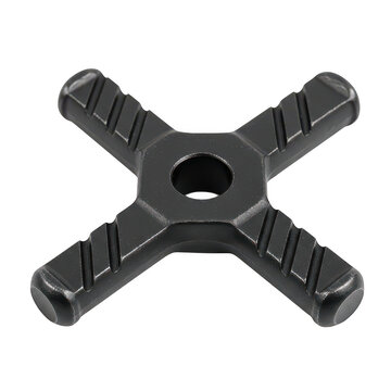 Black plastic cross-shaped mounting bracket isolated isolated on transparent background