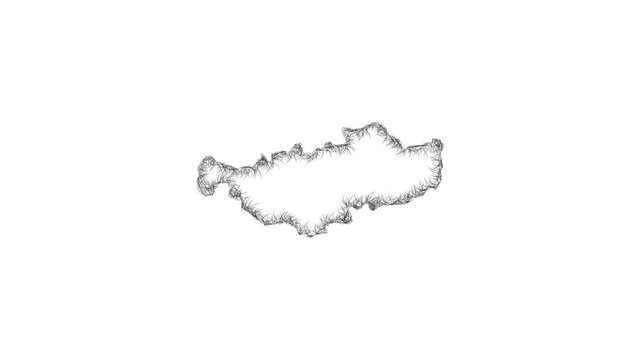 Sketch Brabant Wallon outline map animation - smooth progressive reveal
