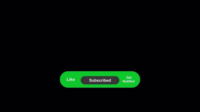 Interactive social media subscribe button overlay with green and pink colors on black background