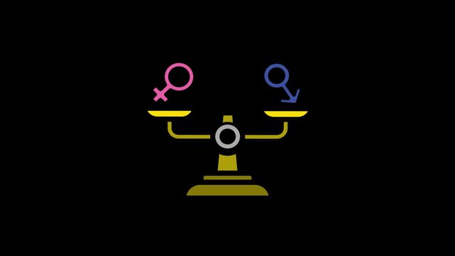 Gender Equality Balance Scale Animation Alpha Channel Included