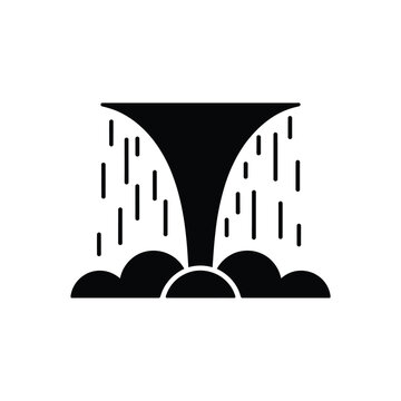 Waterfall Silhouette Vector Icon On White Background