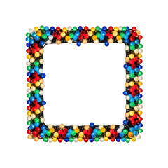 Fototapeta premium Colorful geometric border design with floral pattern isolated on transparent background