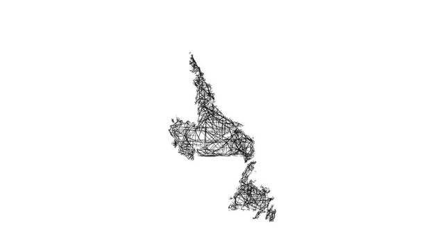 Sketch Newfoundland and Labrador outline map animation - smooth progressive reveal