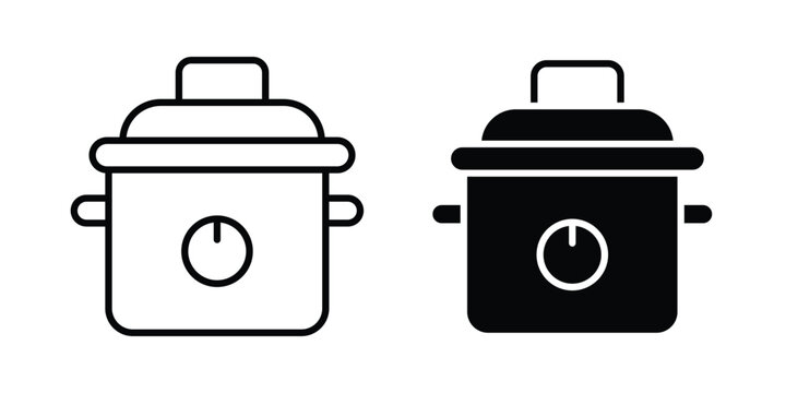 Crock pot icon in different style. vector flat and outlined icons