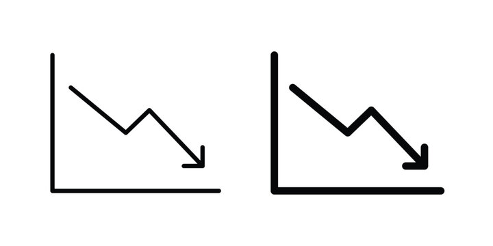 Decrease icon in different style. vector flat and outlined icons