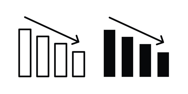 Decrease icon in different style. vector flat and outlined icons