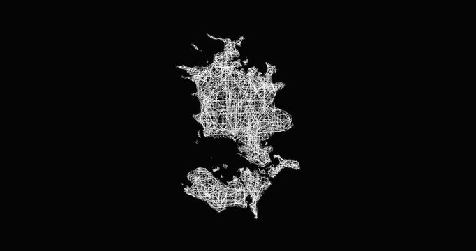Sketch Sjealland outline map animation - smooth progressive reveal