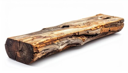 Fototapeta premium Weathered, rough-hewn timber with visible grain and character marks