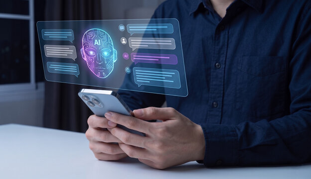 ai psychosis concept featuring chatbot notifications on smartphone mobile interface showing digital overload social media anxiety artificial intelligence addiction and online mental stress for modern 