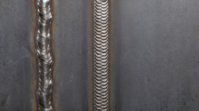 Weld seam on metal surface, industrial welding and craftsmanship macro close-up, industrial detail, manufacturing background