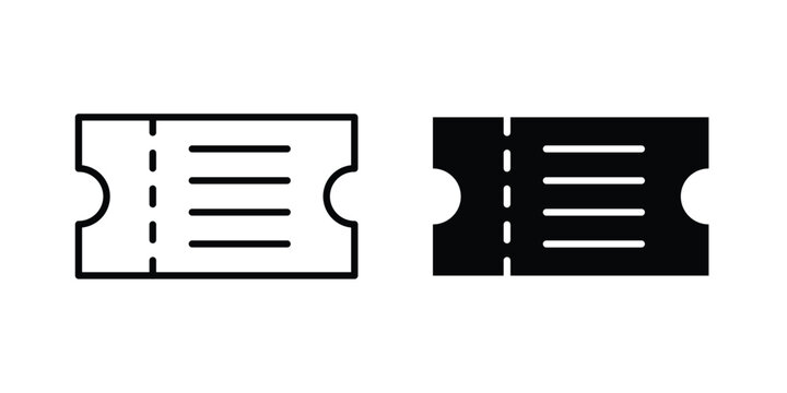 Eticket icon in different style. vector flat and outlined icons