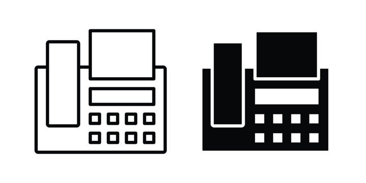 Fax machine icon in different style. vector flat and outlined icons