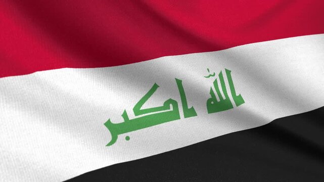 Seamless 3D video of the Iraq flag fluttering in the wind looping