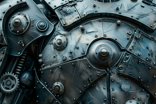 Detailed mechanical robot armor metal texture background