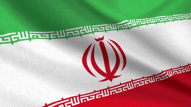 Seamless 3D video of the Iran flag fluttering in the wind looping