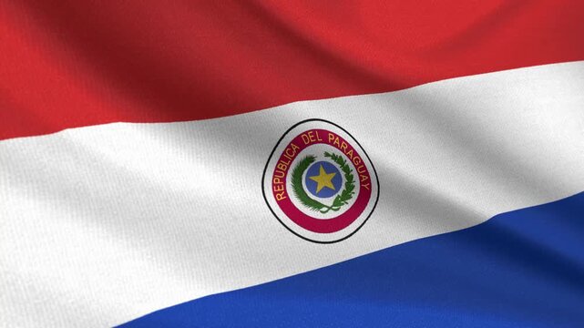 Seamless 3D video of the Paraguay flag fluttering in the wind looping