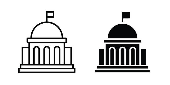 Government building icon in different style. vector flat and outlined icons