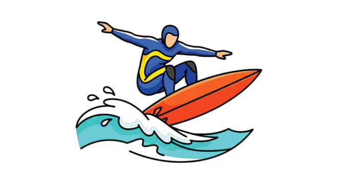 Person surfing on orange surfboard.