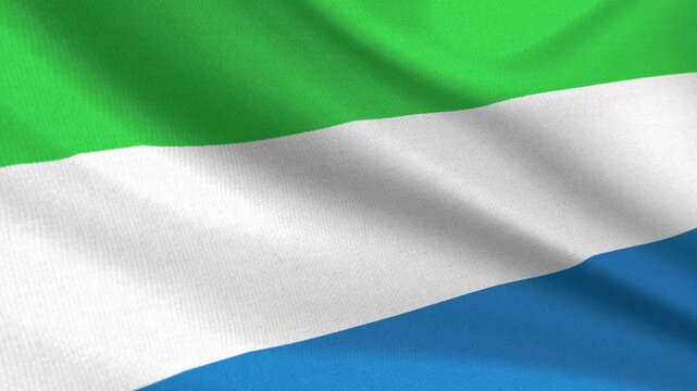 Seamless 3D video of the Sierra Leone flag fluttering in the wind looping