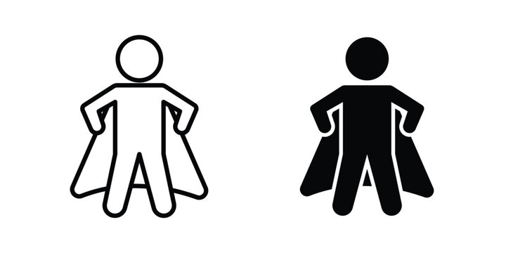 Hero icon in different style. vector flat and outlined icons