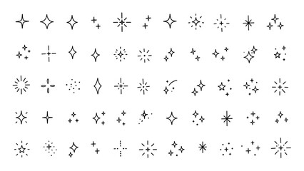 Obraz premium Sparkle star doodles and magical twinkle icon set