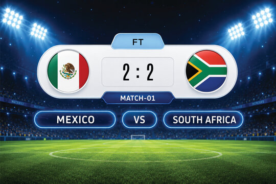 Mexico vs South Africa Football Match Score Graphic FIFA World Cup 2026