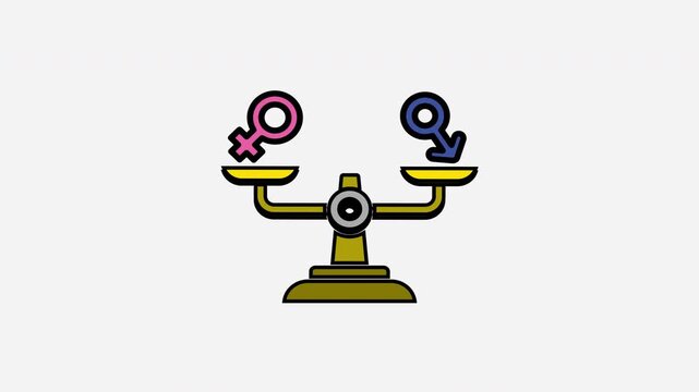 Gender Equality Concept Balanced Scale Motion Graphic Animation