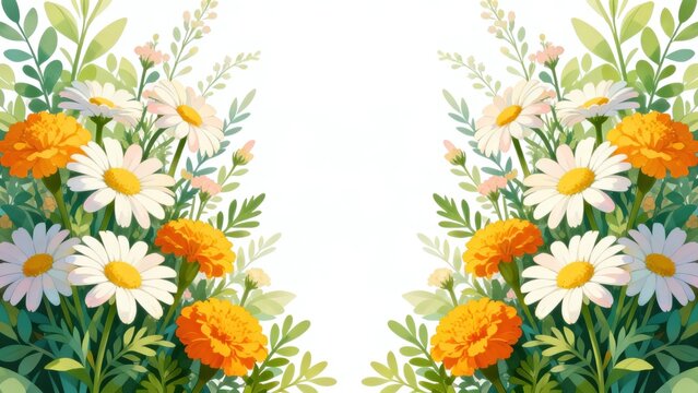 Floral arrangement with daisies and marigolds
