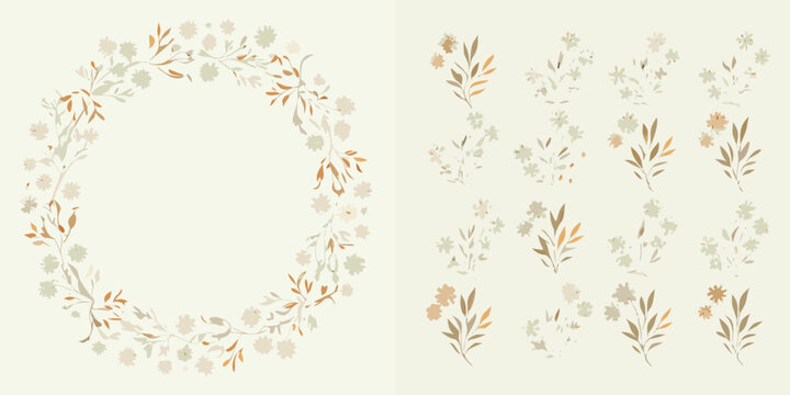 autumn botanical wreath vector illustration fall flowers