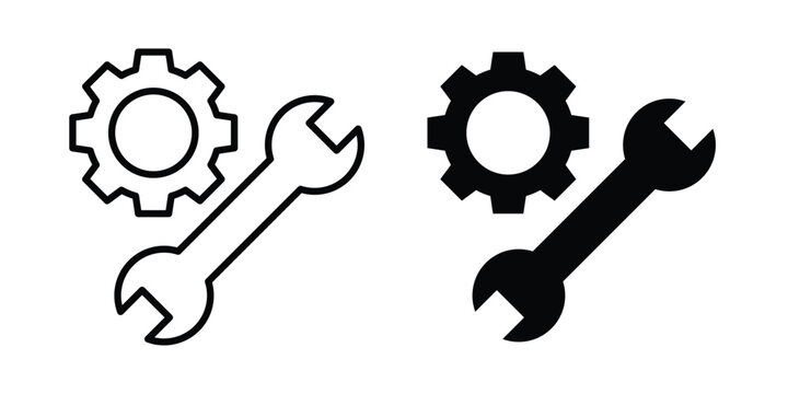 Maintainance icon in different style. vector flat and outlined icons