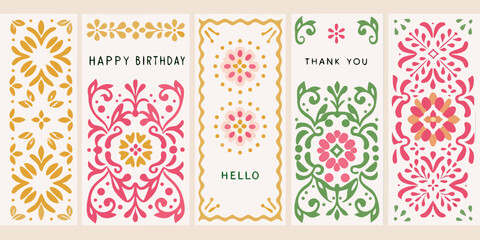 floral greeting cards with decorative patterns flowers © Ganesh