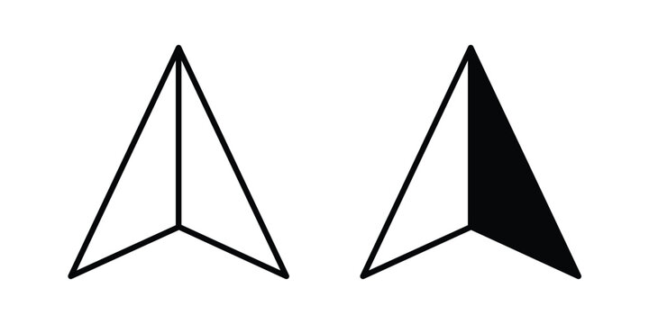 Navigate icon in different style. vector flat and outlined icons