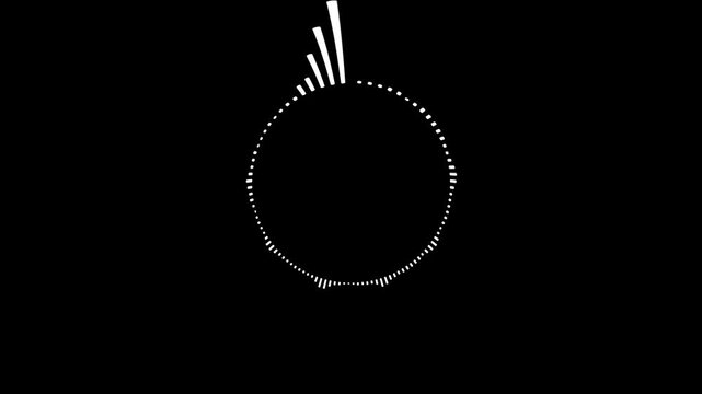 Dynamic circle audio spectrum overlay animation, white video footage of audio visualizer on black background, loop animation for music visualizer and streaming design, 4K